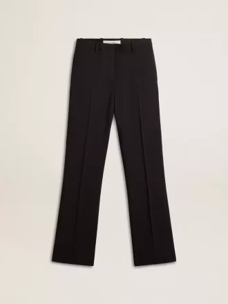 Pantaloni negri moi pentru femei, din amestec de lână