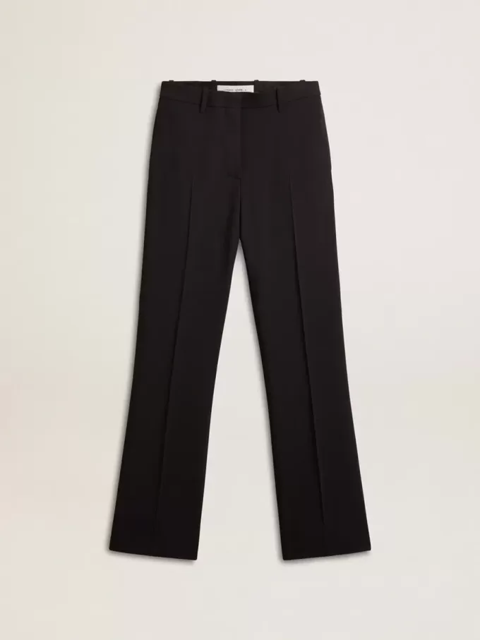 Pantaloni negri moi pentru femei, din amestec de lână Pantaloni negri moi pentru femei, din amestec de lână
