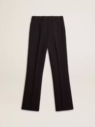 Pantaloni negri moi pentru femei, din amestec de lână