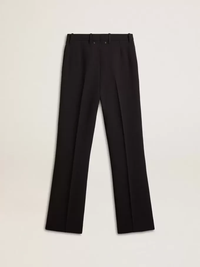 Pantaloni negri moi pentru femei, din amestec de lână Pantaloni negri moi pentru femei, din amestec de lână