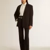 Pantaloni negri moi pentru femei, din amestec de lână Pantaloni negri moi pentru femei, din amestec de lână