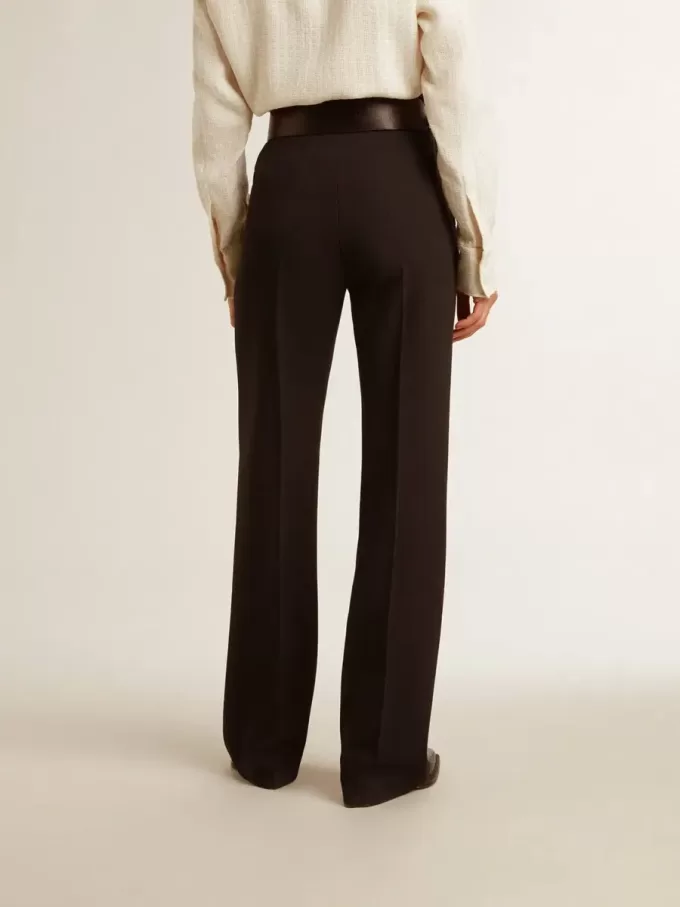 Pantaloni negri moi pentru femei, din amestec de lână Pantaloni negri moi pentru femei, din amestec de lână