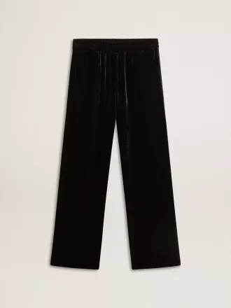 Pantaloni negri pentru bărbați cu efect de catifea Pantaloni negri pentru bărbați cu efect de catifea
