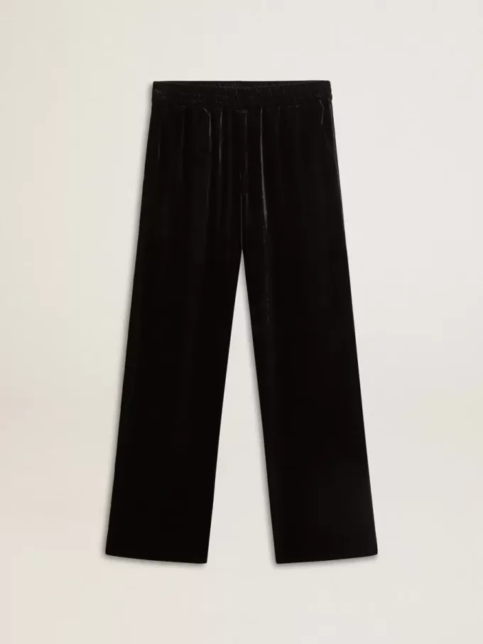 Pantaloni negri pentru bărbați cu efect de catifea Pantaloni negri pentru bărbați cu efect de catifea