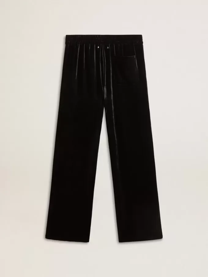 Pantaloni negri pentru bărbați cu efect de catifea Pantaloni negri pentru bărbați cu efect de catifea