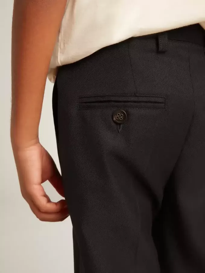Pantaloni pentru băieți din lână albastră închisă Pantaloni pentru băieți din lână albastră închisă