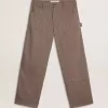 Pantaloni pentru bărbați din amestec de lână, în culoare maro deschis, cu model micro chevron Pantaloni pentru bărbați din amestec de lână, în culoare maro deschis, cu model micro chevron