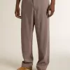 Pantaloni pentru bărbați din amestec de lână, în culoare maro deschis, cu model micro chevron Pantaloni pentru bărbați din amestec de lână, în culoare maro deschis, cu model micro chevron
