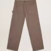Pantaloni pentru bărbați din amestec de lână, în culoare maro deschis, cu model micro chevron Pantaloni pentru bărbați din amestec de lână, în culoare maro deschis, cu model micro chevron