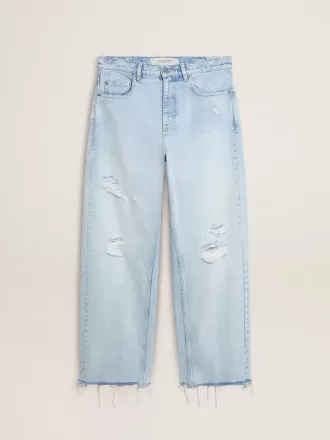 Pantaloni pentru bărbați din denim cu efect uzat