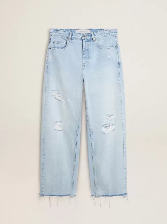 Pantaloni pentru bărbați din denim cu efect uzat
