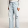 Pantaloni pentru bărbați din denim cu efect uzat