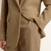 Pantaloni pentru femei din amestec de in cu model în zig-zag, de culoare nisipiu Pantaloni pentru femei din amestec de in cu model în zig-zag, de culoare nisipiu