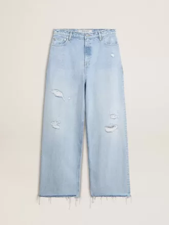 Pantaloni pentru femei din denim cu efect uzat