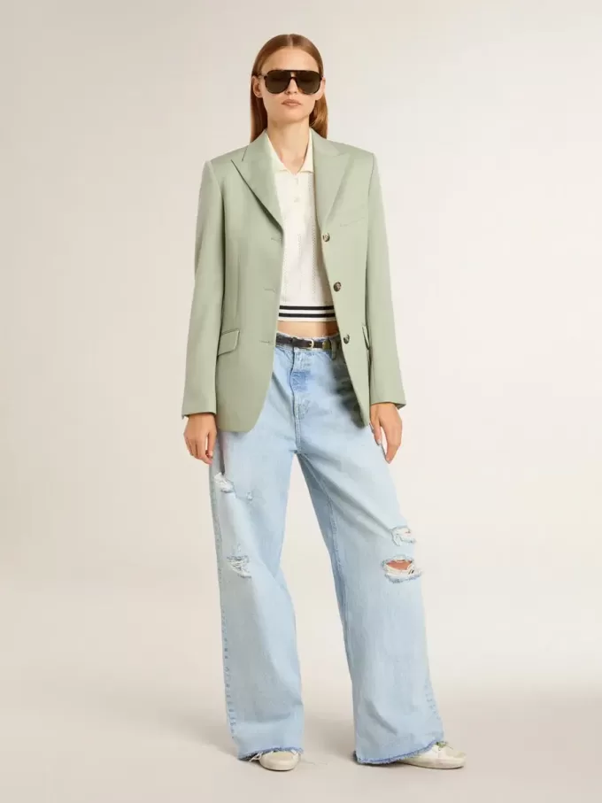 Pantaloni pentru femei din denim cu efect uzat