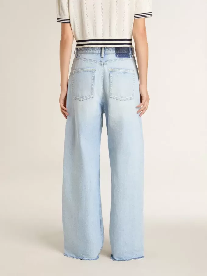 Pantaloni pentru femei din denim cu efect uzat