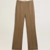 Pantaloni pentru femei din țesătură de lână croită în culoarea gri porumbel Pantaloni pentru femei din țesătură de lână croită în culoarea gri porumbel