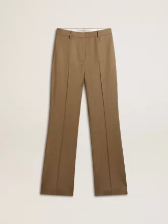 Pantaloni pentru femei din țesătură de lână croită în culoarea gri porumbel