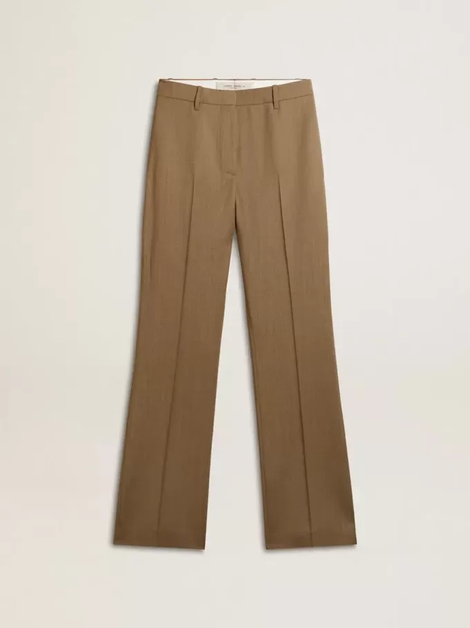Pantaloni pentru femei din țesătură de lână croită în culoarea gri porumbel Pantaloni pentru femei din țesătură de lână croită în culoarea gri porumbel