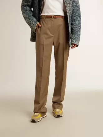 Pantaloni pentru femei din țesătură de lână croită în culoarea gri porumbel