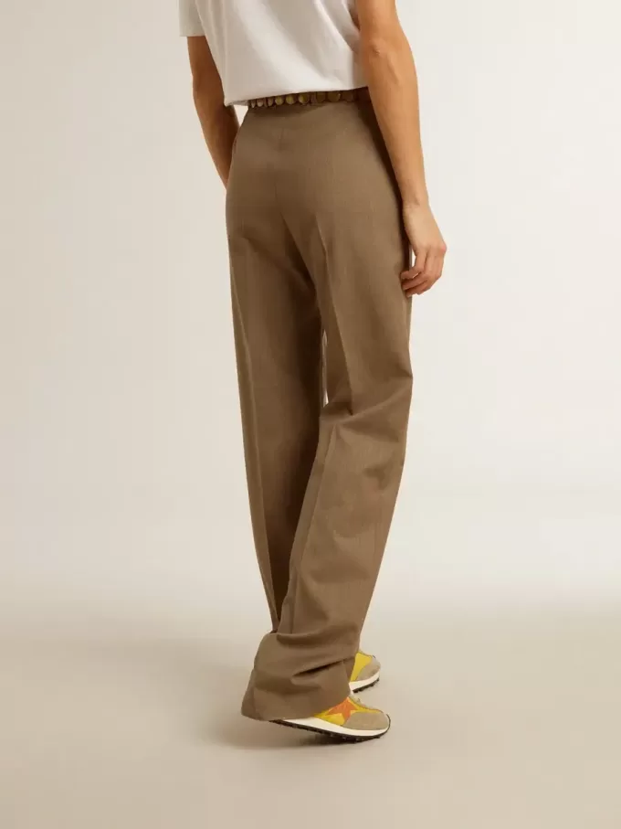 Pantaloni pentru femei din țesătură de lână croită în culoarea gri porumbel Pantaloni pentru femei din țesătură de lână croită în culoarea gri porumbel