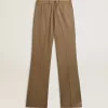 Pantaloni pentru femei din țesătură de lână croită în culoarea gri porumbel Pantaloni pentru femei din țesătură de lână croită în culoarea gri porumbel