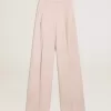 Pantaloni pentru femei din țesătură de lână roz, croiți pe măsură Pantaloni pentru femei din țesătură de lână roz, croiți pe măsură