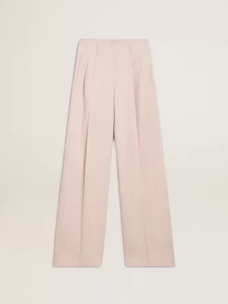 Pantaloni pentru femei din țesătură de lână roz, croiți pe măsură