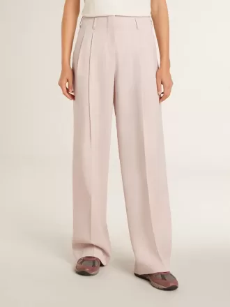 Pantaloni pentru femei din țesătură de lână roz, croiți pe măsură