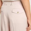 Pantaloni pentru femei din țesătură de lână roz, croiți pe măsură Pantaloni pentru femei din țesătură de lână roz, croiți pe măsură