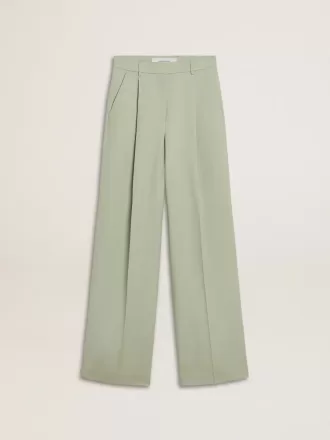 Pantaloni pentru femei din lână verde salvie