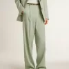 Pantaloni pentru femei din lână verde salvie Pantaloni pentru femei din lână verde salvie