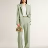 Pantaloni pentru femei din lână verde salvie Pantaloni pentru femei din lână verde salvie