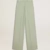 Pantaloni pentru femei din lână verde salvie Pantaloni pentru femei din lână verde salvie