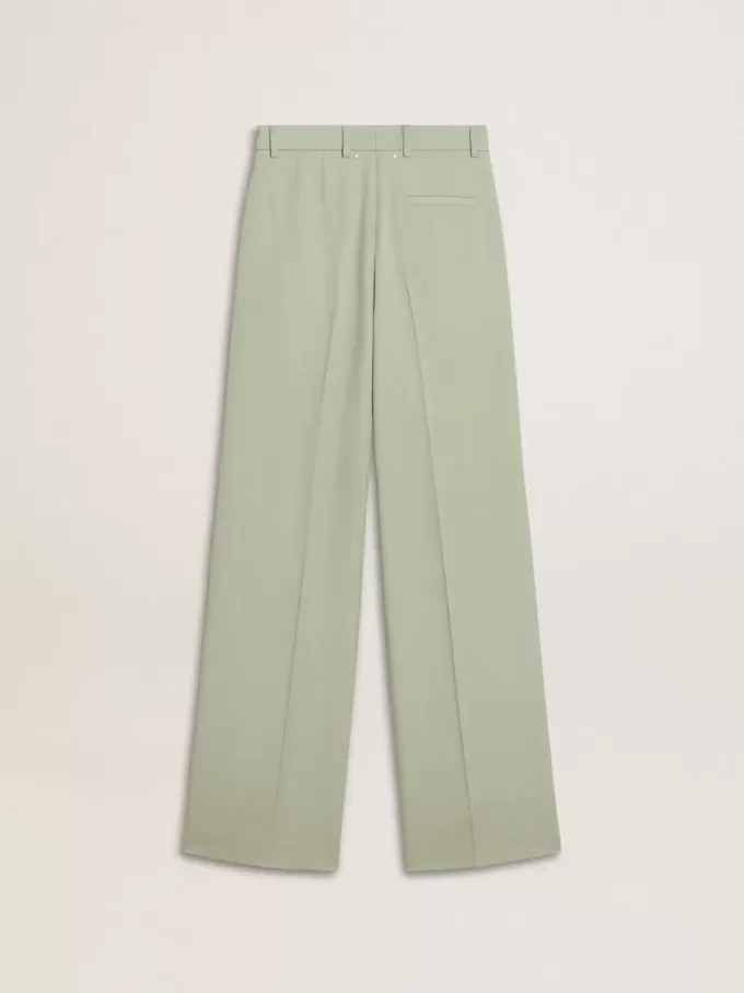 Pantaloni pentru femei din lână verde salvie Pantaloni pentru femei din lână verde salvie