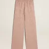 Pantaloni roz din viscoză pentru femei, cu model floral Pantaloni roz din viscoză pentru femei, cu model floral