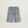Pantaloni scurți albastru pentru băieți cu imprimeu alb