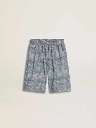 Pantaloni scurți albastru pentru băieți cu imprimeu alb
