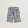 Pantaloni scurți albastru pentru băieți cu imprimeu alb