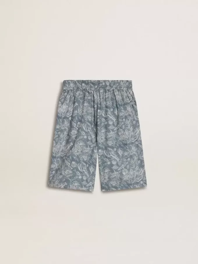 Pantaloni scurți albastru pentru băieți cu imprimeu alb