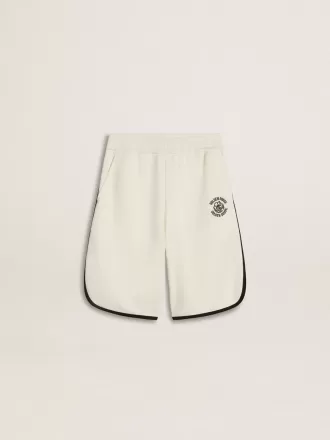 Pantaloni scurți albi pentru băieți cu logo brodat