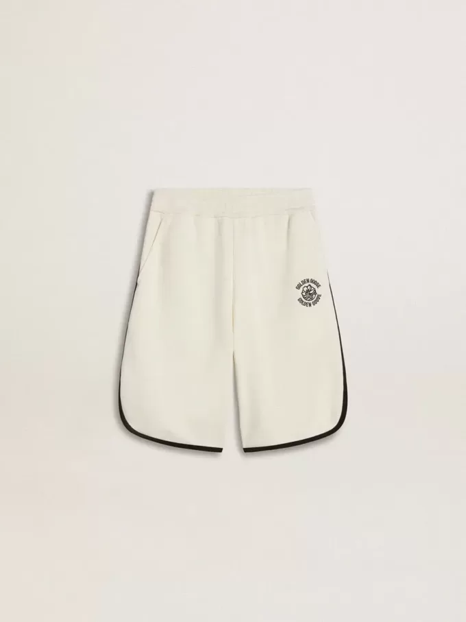 Pantaloni scurți albi pentru băieți cu logo brodat