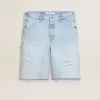 Pantaloni scurți Bermuda din denim pentru bărbați, cu efect uzat Pantaloni scurți Bermuda din denim pentru bărbați, cu efect uzat