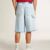 Pantaloni scurți Bermuda din denim pentru bărbați, cu efect uzat Pantaloni scurți Bermuda din denim pentru bărbați, cu efect uzat