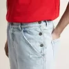 Pantaloni scurți Bermuda din denim pentru bărbați, cu efect uzat Pantaloni scurți Bermuda din denim pentru bărbați, cu efect uzat