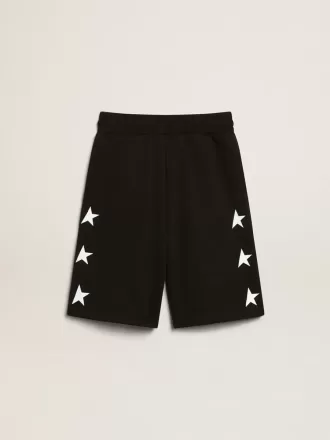 Pantaloni scurți bermuda negri pentru băieți, cu stele albe