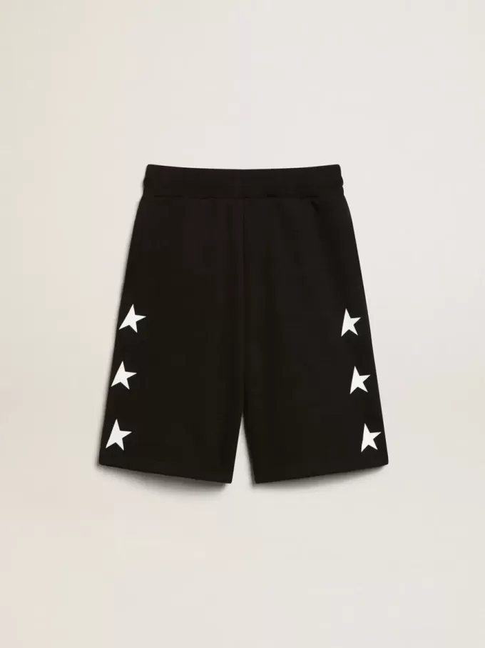 Pantaloni scurți bermuda negri pentru băieți, cu stele albe