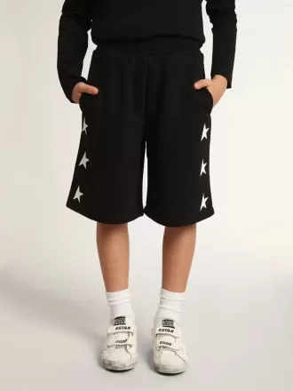 Pantaloni scurți bermuda negri pentru băieți, cu stele albe