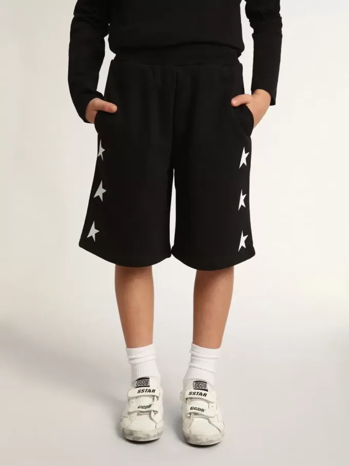 Pantaloni scurți bermuda negri pentru băieți, cu stele albe