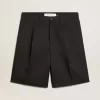 Pantaloni scurți bermuda pentru bărbați din lână albastră închisă Pantaloni scurți bermuda pentru bărbați din lână albastră închisă